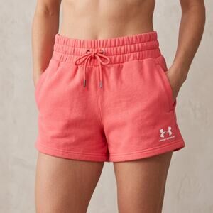 Under Armour Women's Fleece Shorts Coral Pink Athletic Lounge Pockets Size Mediu